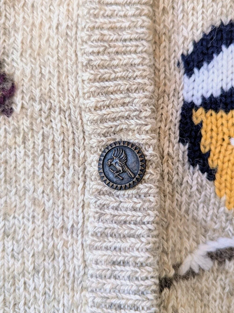 Vintage Cotton/Wool Northern Reflections Bird Themed Cardigan - Picture 9 of 11